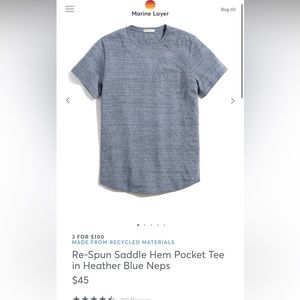 2 Marine Layer Men’s tees in heathered blue/grey Small